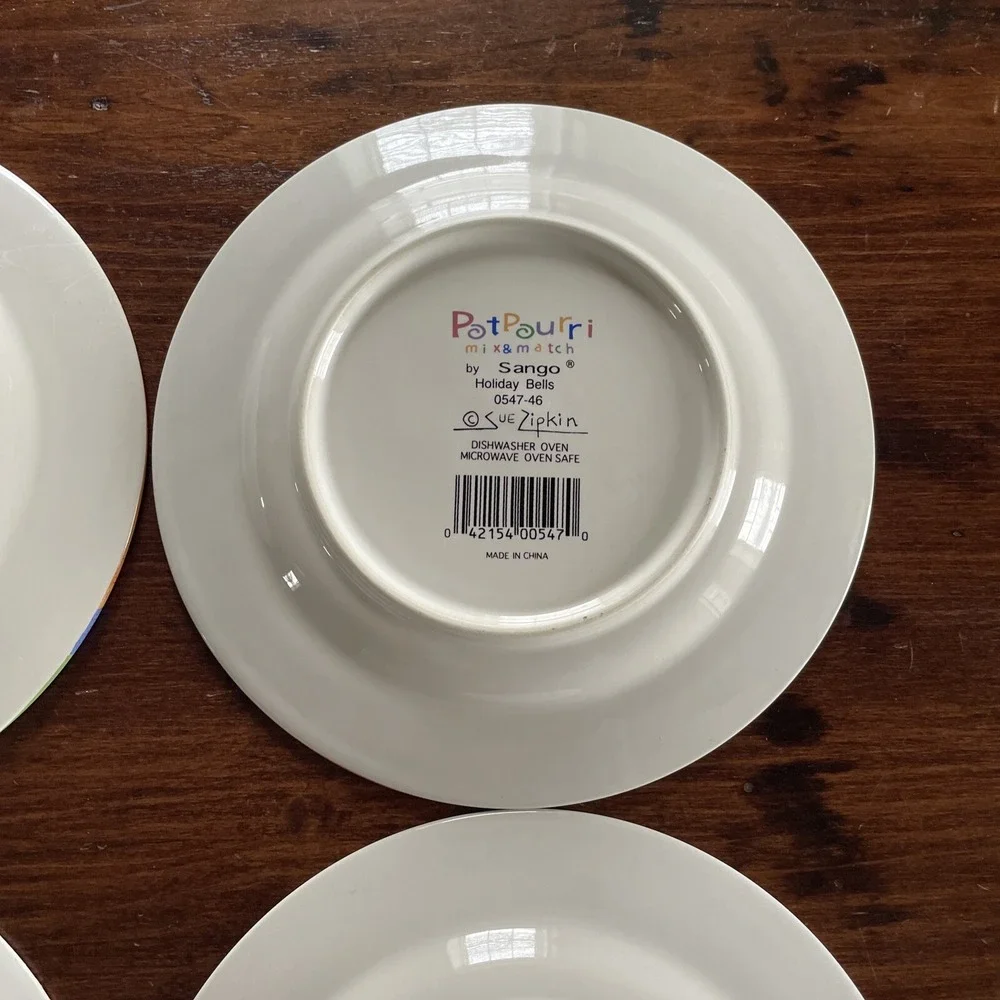 Sango PotPourri Mix & Match Christmas Plates Set of 4 Bells